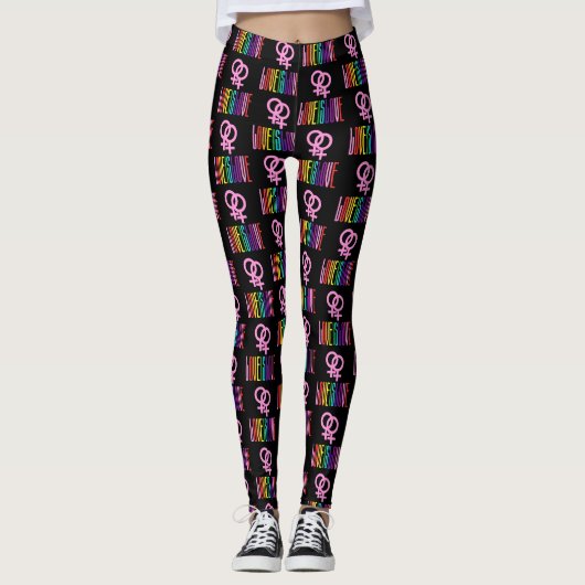 Liebe ist Liebe Lesbische Beziehung Venus Pride Leggings (Vorderseite)