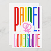Liebe ist Liebe Lesbischer Pride LGBT Rainbow Text Einladung (Vorne/Hinten)