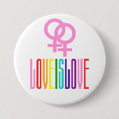Liebe ist Liebe LGBT Pride Lesbische Liebe Regenbo Button (Vorderseite)