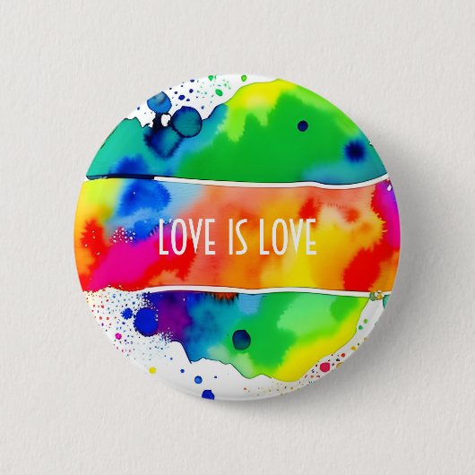 Liebe ist Liebe LGBT-Pride Regenbogen Button (Vorderseite)
