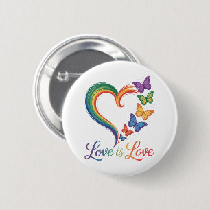Liebe ist Liebe LGBT Schmetterling Herz Regenbogen Button