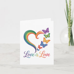 Liebe ist Liebe LGBT Schmetterling Herz Regenbogen Feiertagskarte