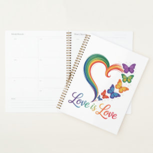 Liebe ist Liebe LGBT Schmetterling Herz Regenbogen Planer