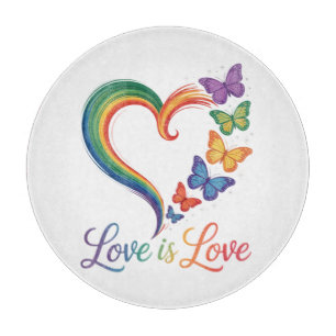 Liebe ist Liebe LGBT Schmetterling Herz Regenbogen Schneidebrett