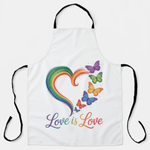 Liebe ist Liebe LGBT Schmetterling Herz Regenbogen Schürze