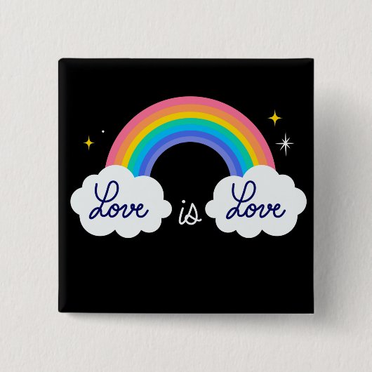 Liebe ist Liebe. LGBT+Stolz. Regenbogenknopf Button (Vorderseite)