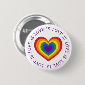 Liebe ist Liebe LGBTQ Rainbow Heart Button (Vorne & Hinten)