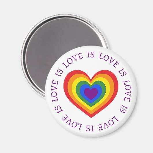 Liebe ist Liebe LGBTQ Rainbow Heart on White Magnet (Vorderseite/Rückseite)