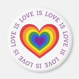 Liebe ist Liebe LGBTQ Rainbow Heart on White Magnet