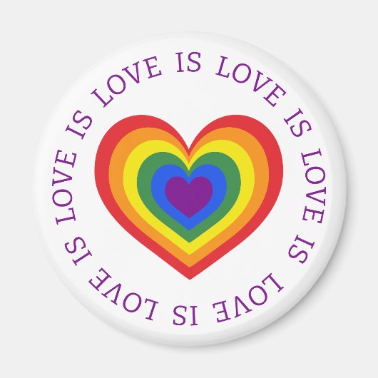 Liebe ist Liebe LGBTQ Rainbow Heart on White Magnet (Vorne)