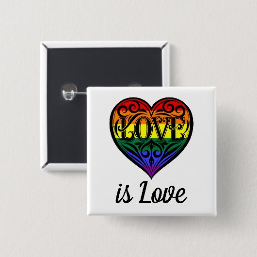 Liebe ist Liebe LGBTQ Rainbow Herz Button (Vorne & Hinten)