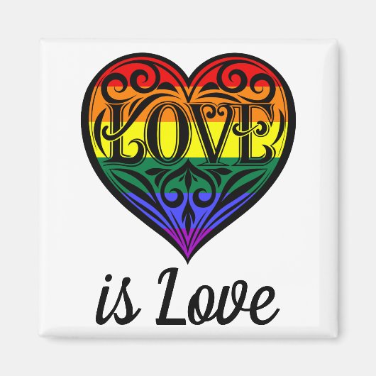 Liebe ist Liebe LGBTQ Rainbow Herz Magnet (Vorne)