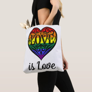 Liebe ist Liebe LGBTQ Rainbow Herz Tasche
