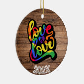 Liebe ist Liebe LGBTQIA+ Individuelle Name- Jahr Keramik Ornament (Rechts)
