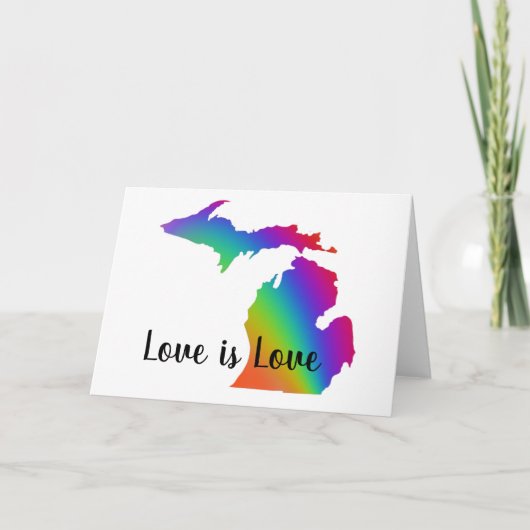 Liebe ist Liebe Michigan Stolz Regenbogen Karte (Vorderseite)