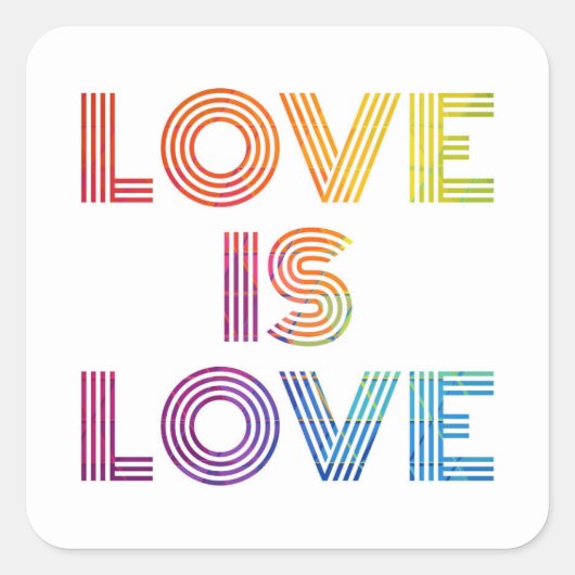 Liebe ist Liebe | Moderne Streifen Quadratischer Aufkleber (Vorderseite)