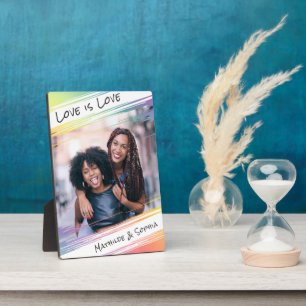 Liebe ist Liebe Moderner Regenbogen Fügen Sie Ihr  Fotoplatte