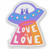 LIEBE IST LIEBE Niedliche Außerirdischen UFO Rainb Aufkleber (Vorderseite)
