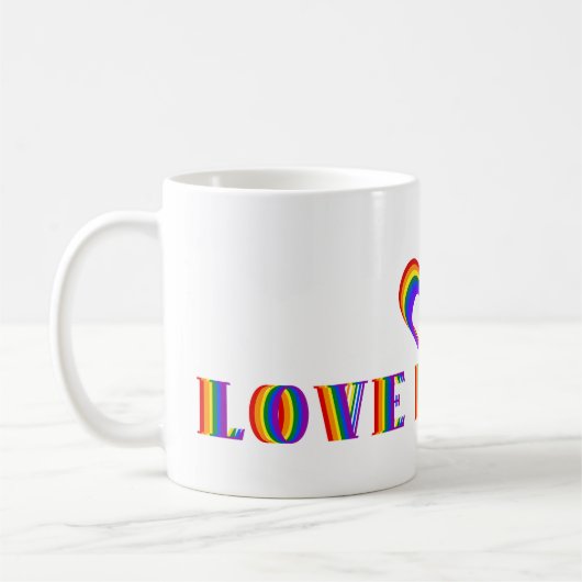 Liebe ist Liebe oder Ihr Text Rainbow Heart LGBTQ Kaffeetasse (Links)