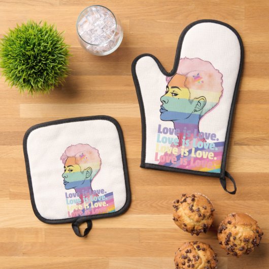 Liebe ist Liebe Ofenhandschuh & Topflappen-Set (Oben Unten)