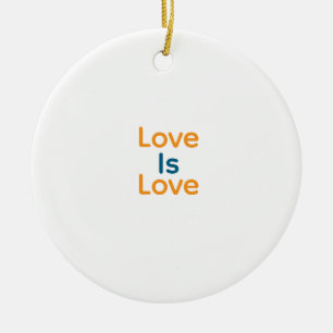 Liebe ist Liebe orange blauer Stolz LGBTQ Gay Keramik Ornament