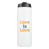Liebe ist Liebe orange blauer Stolz LGBTQ Gay Thermosbecher (Vorderseite)