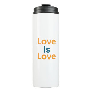 Liebe ist Liebe orange blauer Stolz LGBTQ Gay Thermosbecher