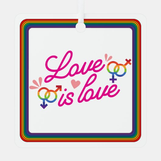 "Liebe ist Liebe" Ornament Aus Metall (Rückseite)