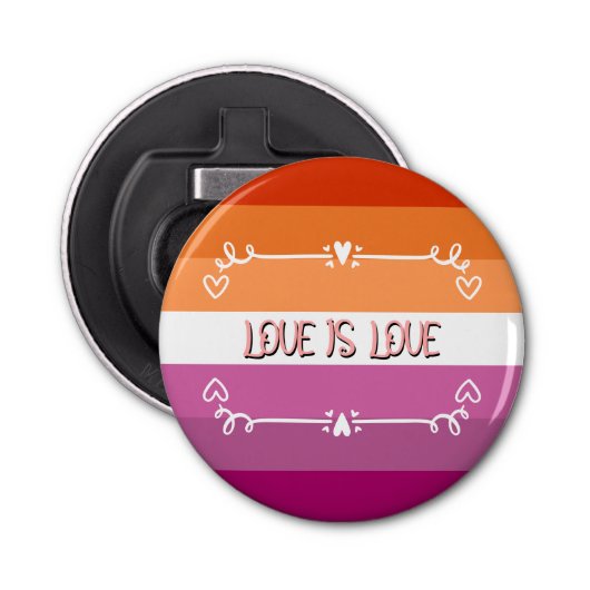 Liebe ist Liebe Pride Month Button Flaschenöffner (Vorderseite)