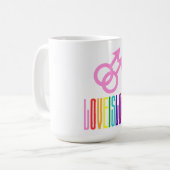 Liebe ist Liebe Pride Rainbow Flag Text farbig Kaffeetasse (Vorderseite Links)
