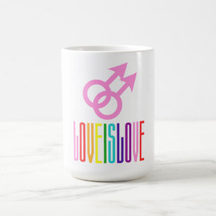 Liebe ist Liebe Pride Rainbow Flag Text farbig Kaffeetasse