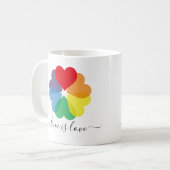 Liebe ist Liebe Pride Rainbow Hearts Kaffeetasse (Vorderseite Links)