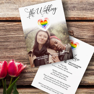 Liebe ist Liebe Pride Regenbogen Herz LGBT Foto Einladung
