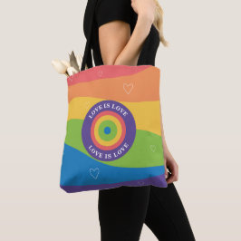 Liebe ist Liebe Pride Regenbogen mit Herzen Tasche