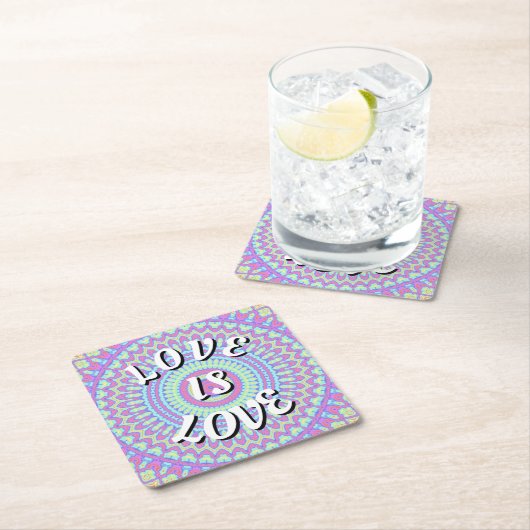 Liebe ist Liebe Pride Square Papier Untersetzer (Vor Ort)