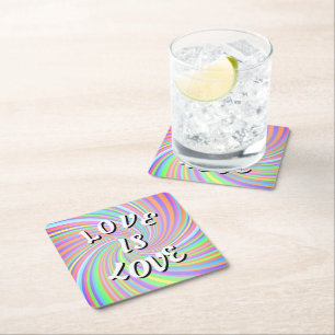 Liebe ist Liebe Pride Square Papier Untersetzer