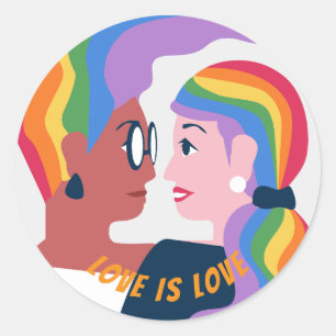 Liebe ist Liebe Pride Valentinstag Runder Aufkleber