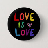 LIEBE IST LIEBE Prix farbenfrohe Regenbogen Schwar Button (Vorderseite)