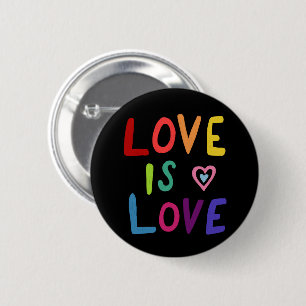 LIEBE IST LIEBE Prix farbenfrohe Regenbogen Schwar Button