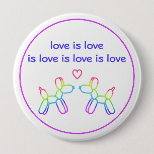 Liebe ist Liebe Rainbow Ballon Hunde Button