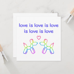 Liebe ist Liebe Rainbow Ballon Hunde Einladung