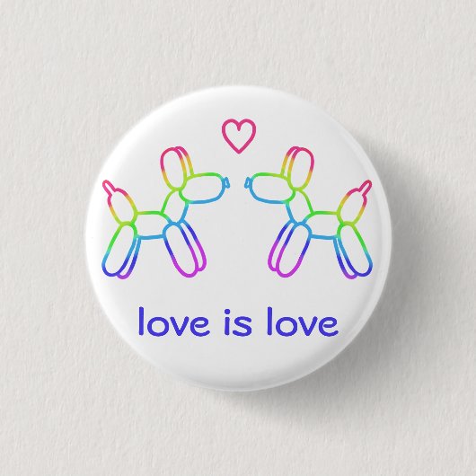 Liebe ist Liebe Rainbow Balloon Dogbutton Button (Vorderseite)