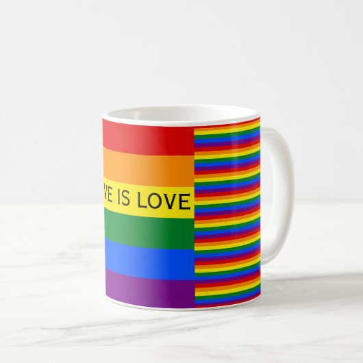 Liebe ist Liebe Rainbow Flag LGBT Gay Pride Kaffeetasse (VorderseiteRechts)