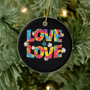 Liebe ist Liebe - Rainbow Floral LGBTQ Prix Keramik Ornament
