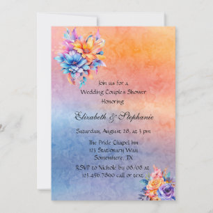 Liebe ist Liebe Rainbow Floral Wedding Couple Dusc Einladung