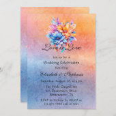 Liebe ist Liebe Rainbow Floral Wedding Einladung (Vorne/Hinten)