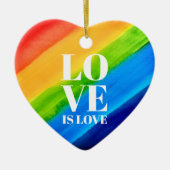 Liebe ist Liebe Rainbow Gay Pride Herzstück Keramik Ornament (Vorne)