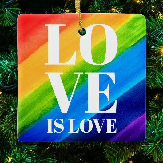 Liebe ist Liebe Rainbow Gay Pride Keramikornament