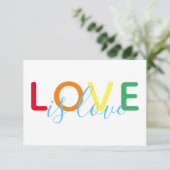 Liebe ist Liebe Rainbow Gay Wedding RSVP (Stehend Vorderseite)