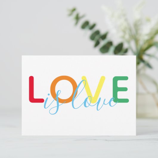 Liebe ist Liebe Rainbow Gay Wedding RSVP (Stehend Vorderseite)